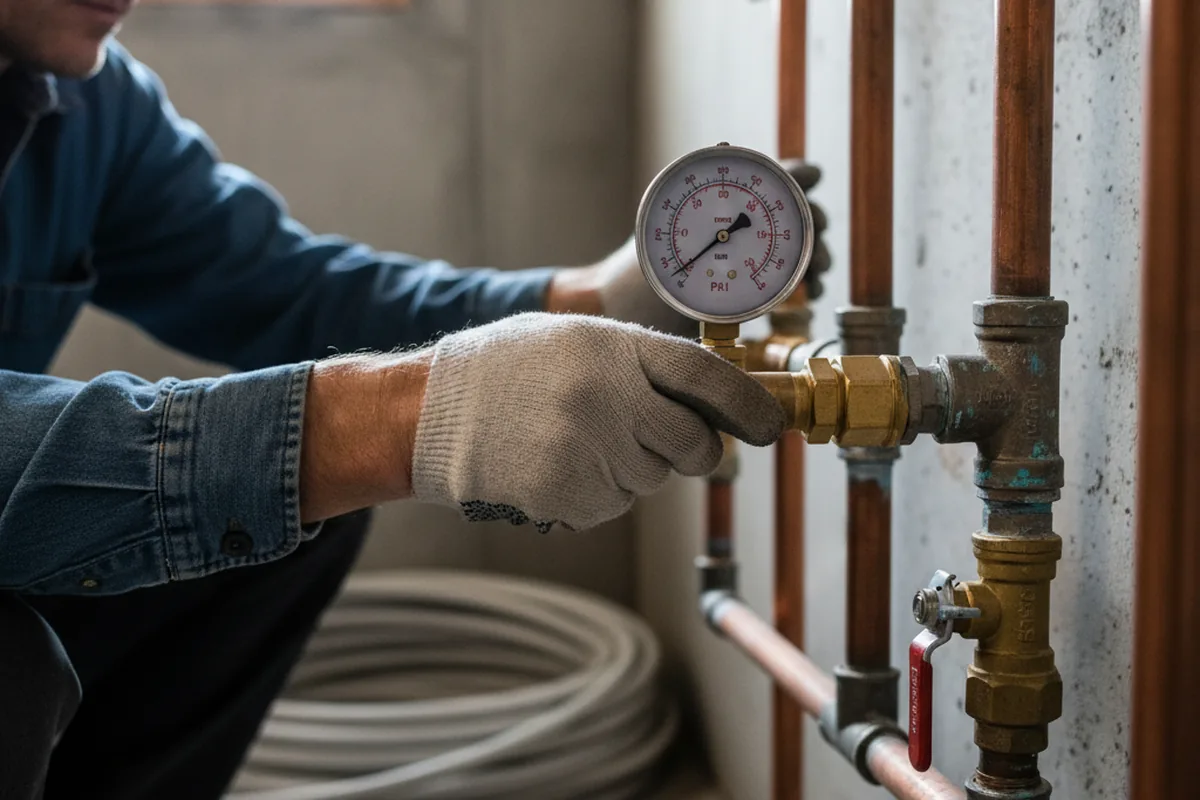 Pressure testing a repaired line during Water Line Repair in Sodus Point